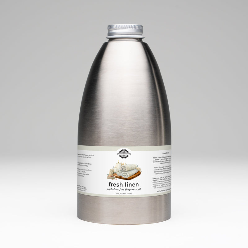 Rustic Strength Fresh Linen Phthalate-Free Fragrance Oil Scenting Oil Gray 16 oz Stainless Steel Bottle