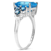 Bids.com 4.72 Carat Genuine Swiss Blue Topaz & London Blue Topaz .925 Sterling Silver Ring Rings