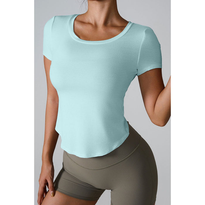 Cutout Round Neck Short Sleeve Active T-Shirt