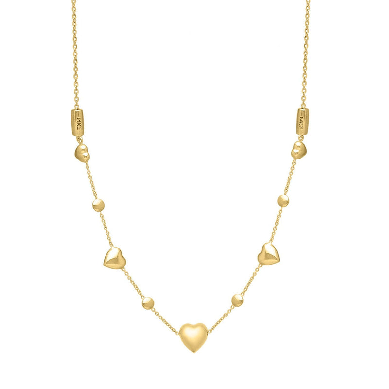 Bids.com 14k Yellow Gold Puff Heart Adjustable Necklace Necklaces
