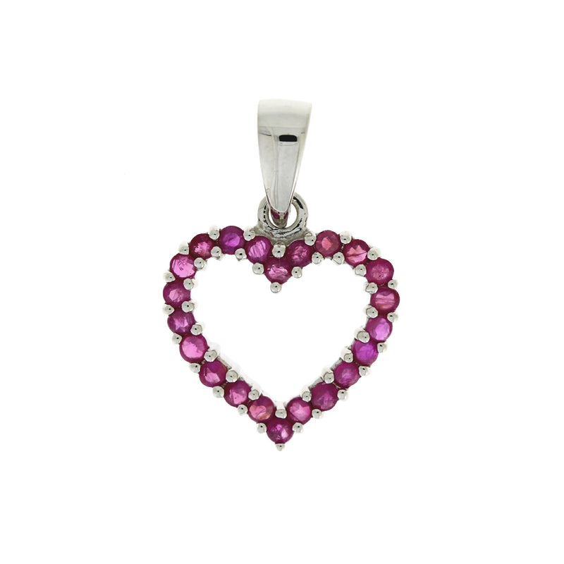 Bids.com .37ct Ruby Heart Love Pendant 10KT White Gold Pendants