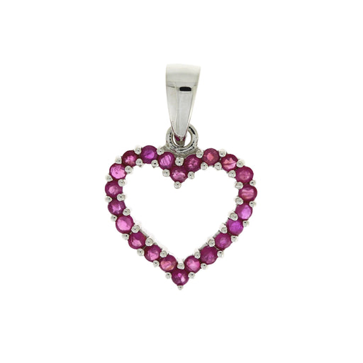 Bids.com .37ct Ruby Heart Love Pendant 10KT White Gold Pendants