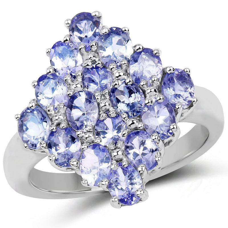 Bids.com 2.72 Carat Genuine Tanzanite .925 Sterling Silver Ring Rings