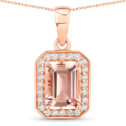 Bids.com 1.51 Carat Genuine Morganite and White Diamond 14K Rose Gold Pendant Pendants