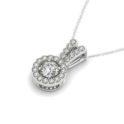 Bids.com Round Pendant with Split Bail and Diamond Halo in 14k White Gold (3/4 cttw) Necklaces