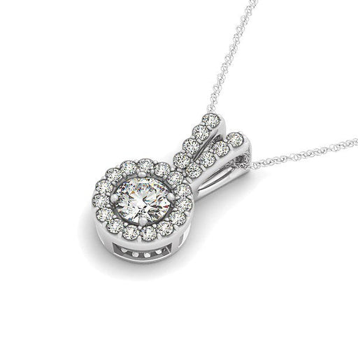 Bids.com Round Pendant with Split Bail and Diamond Halo in 14k White Gold (3/4 cttw) Necklaces