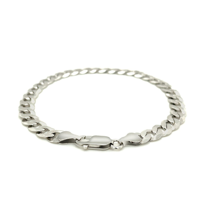Bids.com Rhodium Plated 7.2mm Sterling Silver Curb Style Bracelet Bracelets