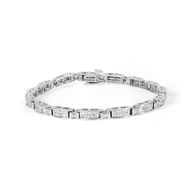 Bids.com 14K White Gold 2.0 Cttw Baguette and Princess-Cut Diamond Tennis Bracelet (H-I Color, SI1-SI2 Clarity) - 7" Bracelets