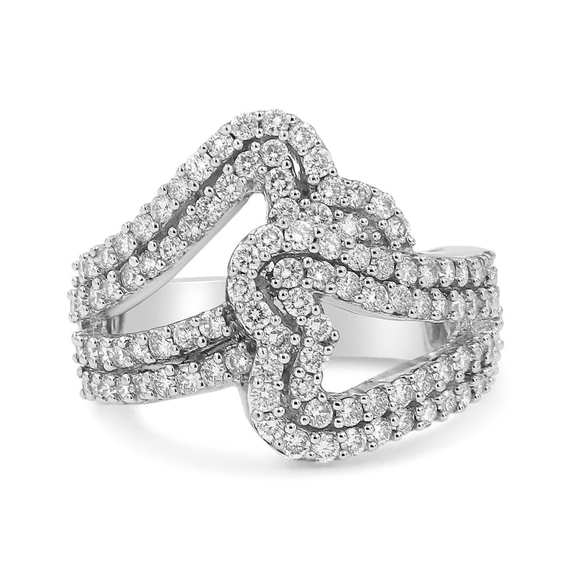 Bids.com 14K White Gold 1 1/2 Cttw Diamond Open Double Heart Bypass Ring Band (H-I Color, VS1-VS2 Clarity) - Ring Size 7 Rings