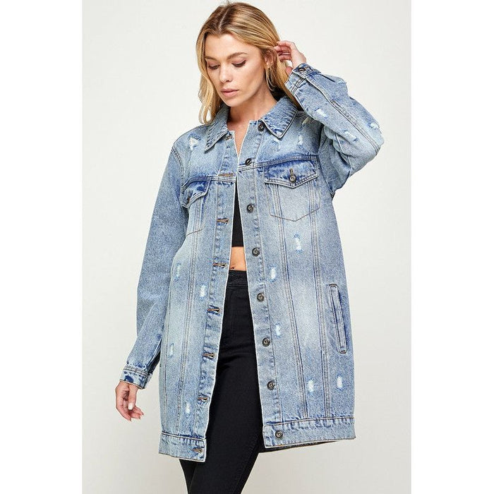 Denim 3/4 Quarter Jackets Distressed Washed