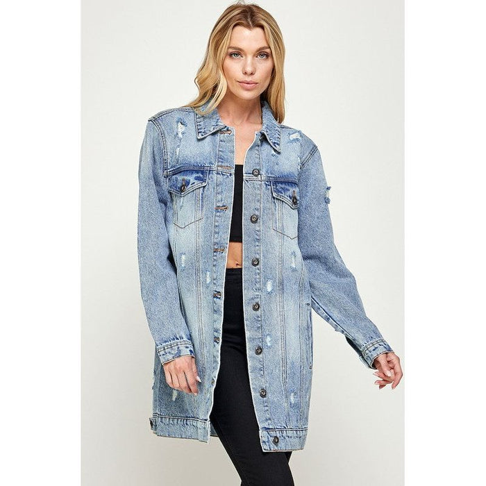 Denim 3/4 Quarter Jackets Distressed Washed