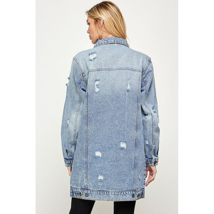 Denim 3/4 Quarter Jackets Distressed Washed