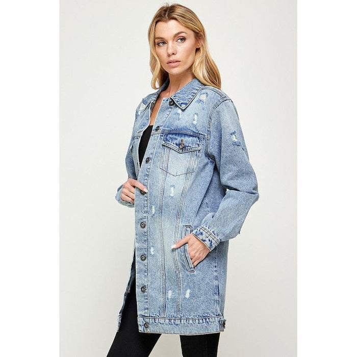 Denim 3/4 Quarter Jackets Distressed Washed