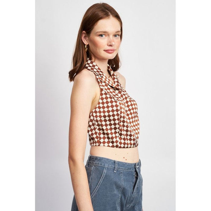 ZIP FRONT HALTER NECK CROP TOP