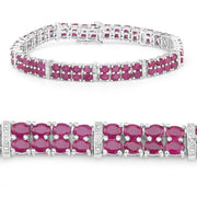 Bids.com 17.65 Carat Glass Filled Ruby and White Topaz .925 Sterling Silver Bracelet Bracelets