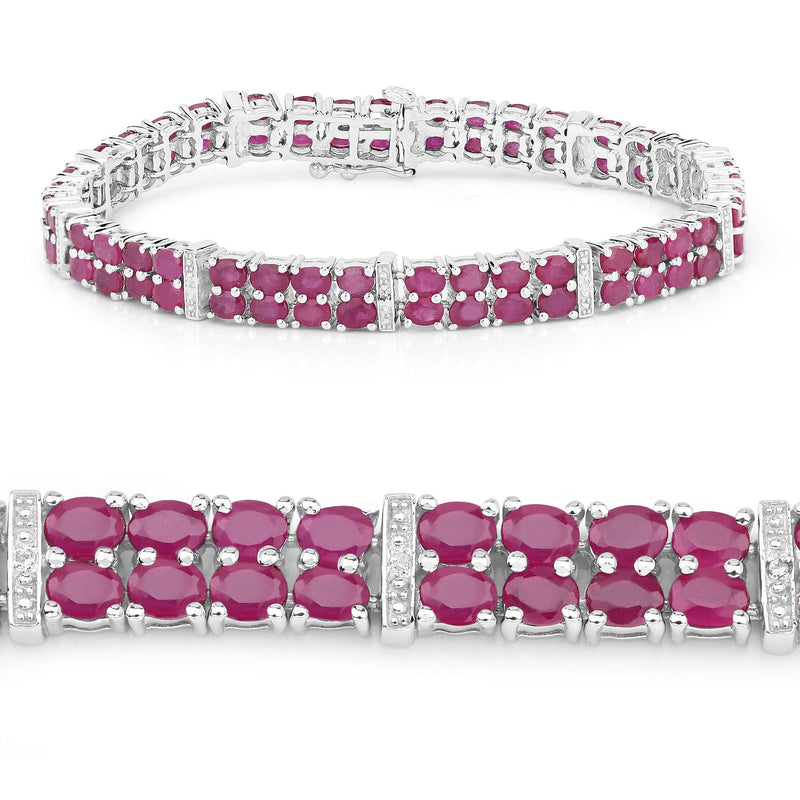 Bids.com 17.65 Carat Glass Filled Ruby and White Topaz .925 Sterling Silver Bracelet Bracelets
