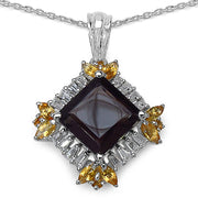 Bids.com 6.27 Carat Genuine Smoky Quartz, Citrine & White Topaz .925 Sterling Silver Pendant Pendants