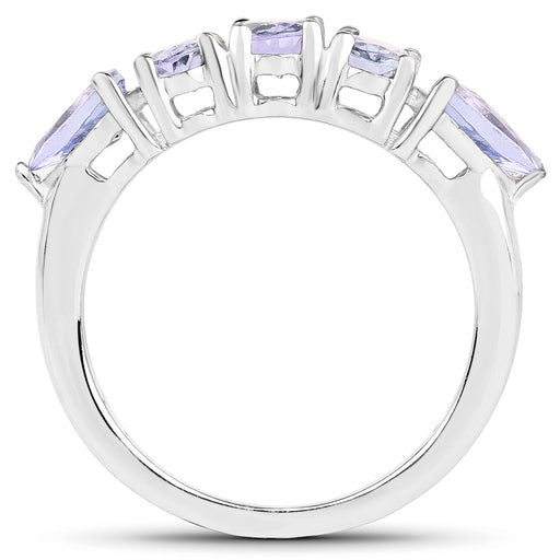 Bids.com 2.33 Carat Genuine Tanzanite .925 Sterling Silver Ring Rings White Smoke size 7.00,size 6.00,size 8.00,size 9.00