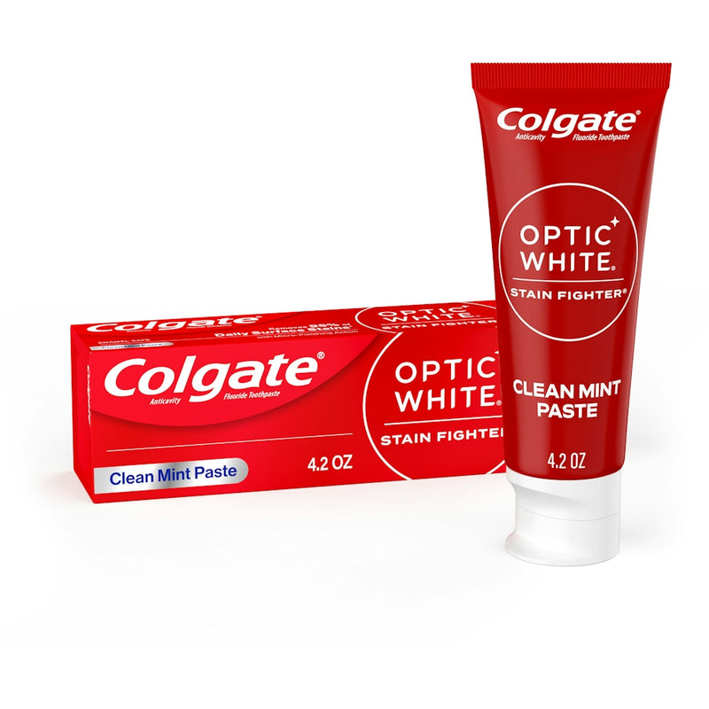 Colgate Colgate Optic White Stain Fighter Anticavity Fluoride Toothpaste, Clean Mint Paste, 4.2 Ounces Toothpaste