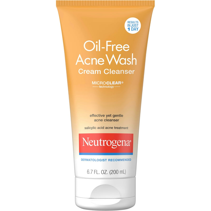 Neutrogena Neutrogena Oil-Free Acne Face Wash Cream Cleanser With Salicylic Acid, Non-Comedogenic Acne-Prone Skin Cleanser, 6.7 Fl. Oz Skin Care