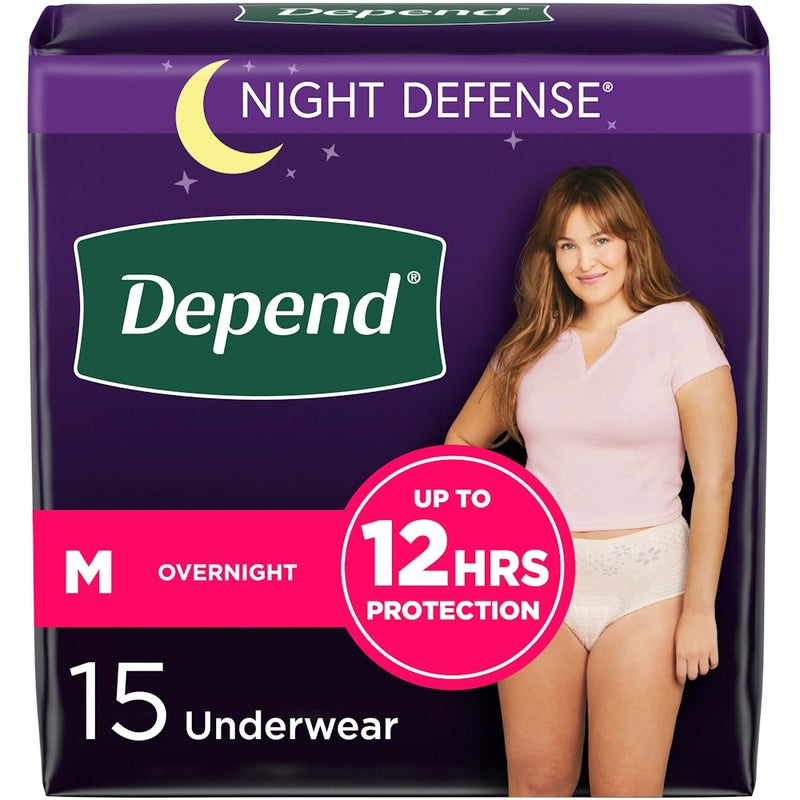 Depend Depend Night Defense Adult Incontinence Underwear For Women, Overnight, M, Blush Personal Care