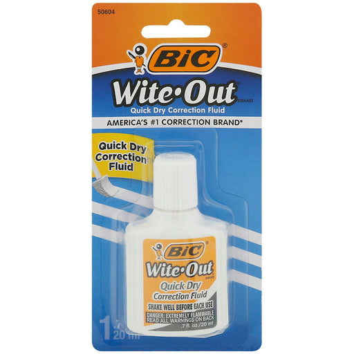BiC BIC Wite-Out Brand Quick Dry Correction Fluid - 6 Count - White Correction Fluids Steel Blue