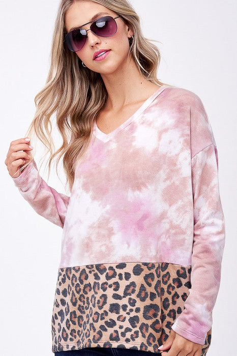 Plus Cloud Tie Dye Cheetah Boxy Top