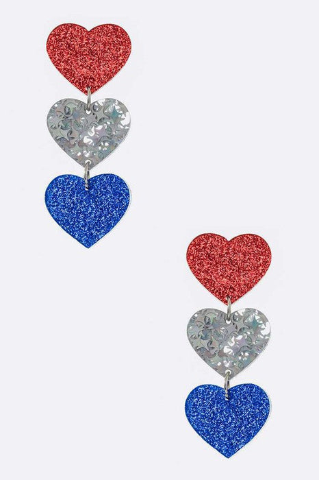 Patriot Color Glitter Star Drop Earrings