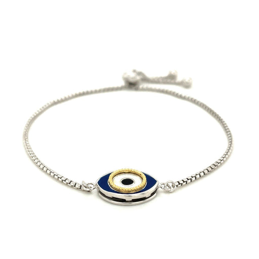 Bids.com Sterling Silver Adjustable Two Toned Enameled Evil Eye Friendship Bracelet Bracelets