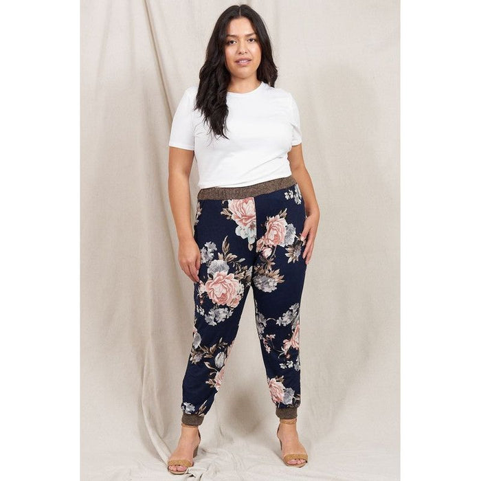 Rose Print Ruched Jogger