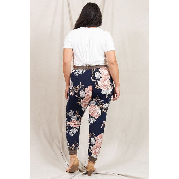 Rose Print Ruched Jogger