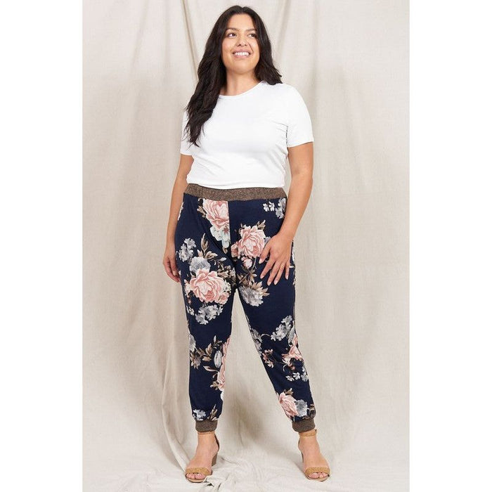 Rose Print Ruched Jogger