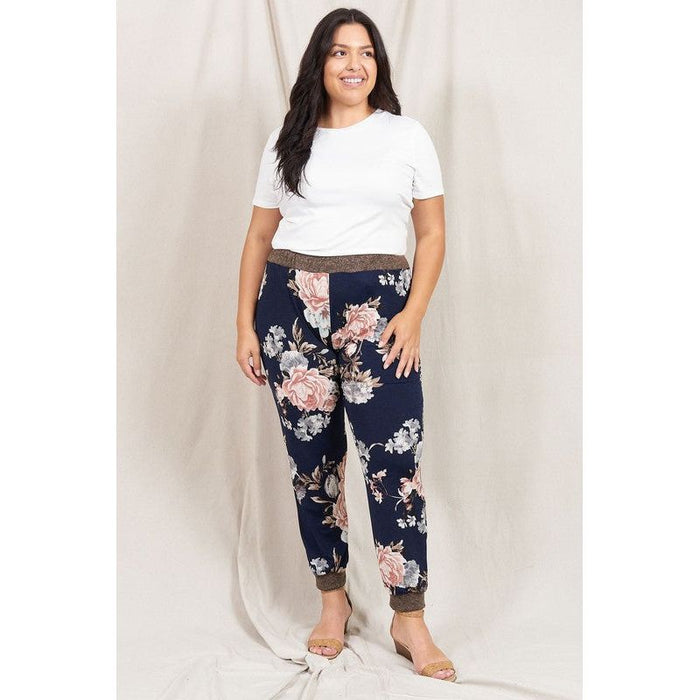 Rose Print Ruched Jogger