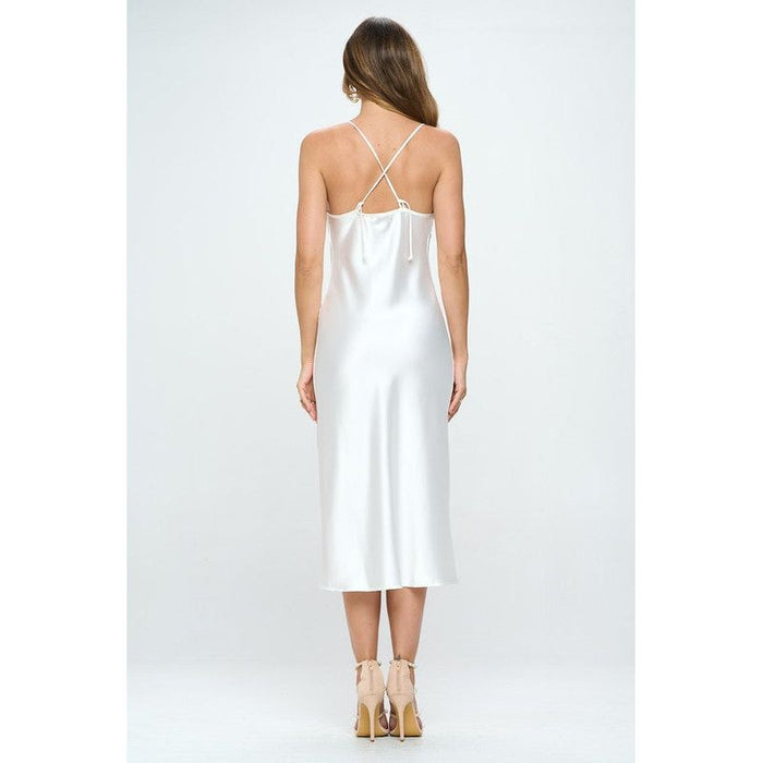 Satin Bias Slip Dress with Slit