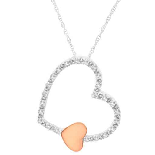 Bids.com 10KT Two Tone Gold 1/6 cttw Diamond Floating Heart Pendant Necklace (K-L, I1-I2) Necklaces