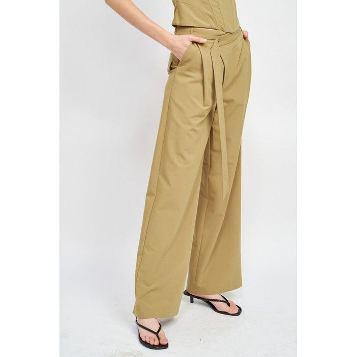 Asymmetrical Long Belt Trousers