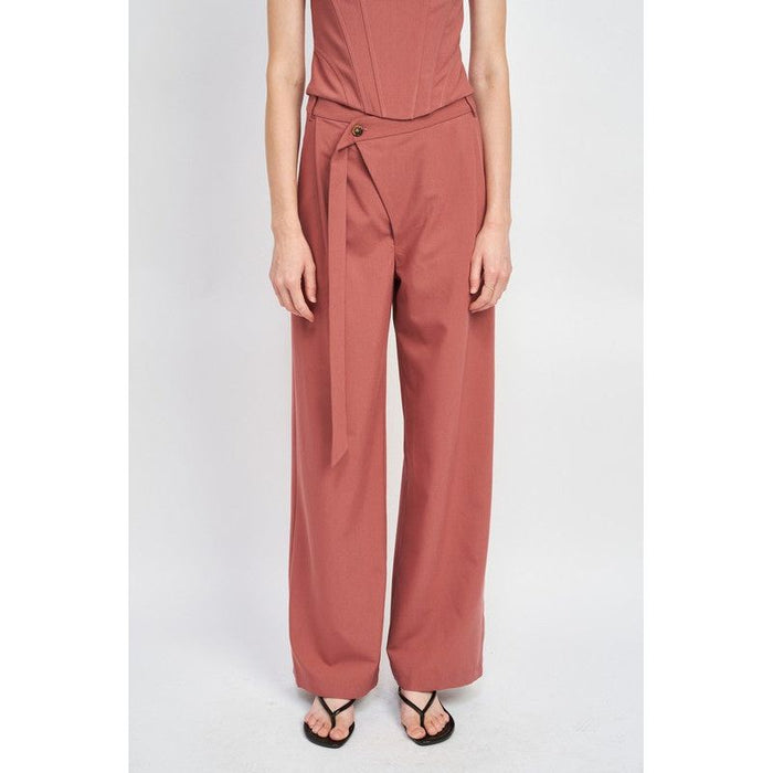 Asymmetrical Long Belt Trousers