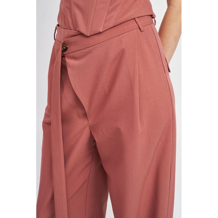 Asymmetrical Long Belt Trousers