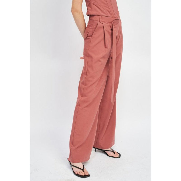 Asymmetrical Long Belt Trousers