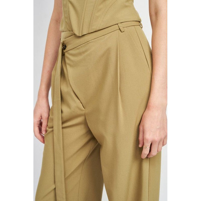 Asymmetrical Long Belt Trousers