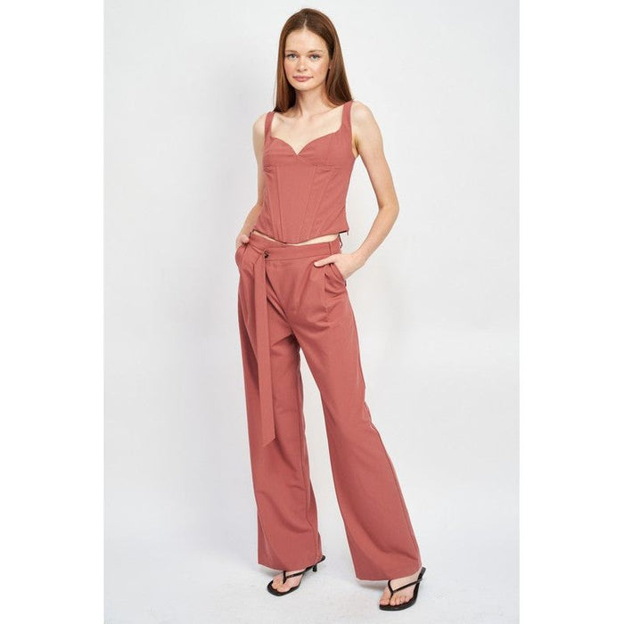 Asymmetrical Long Belt Trousers