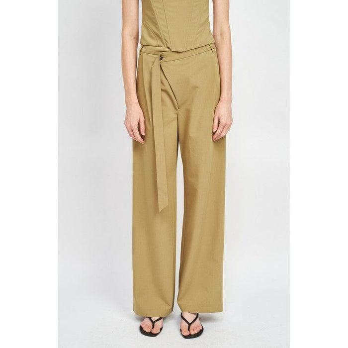 Asymmetrical Long Belt Trousers