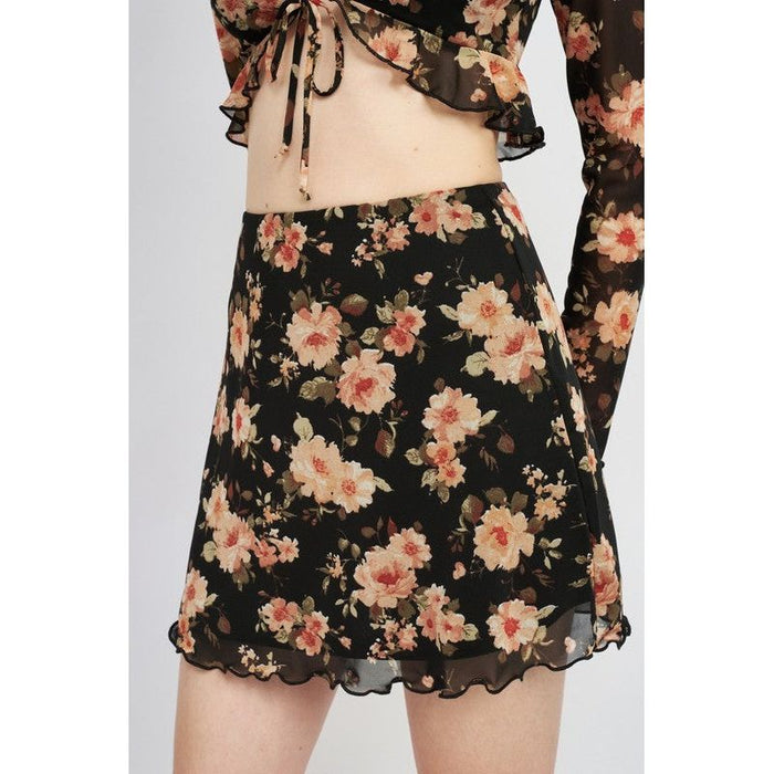 Floral Mesh Mini Skirt