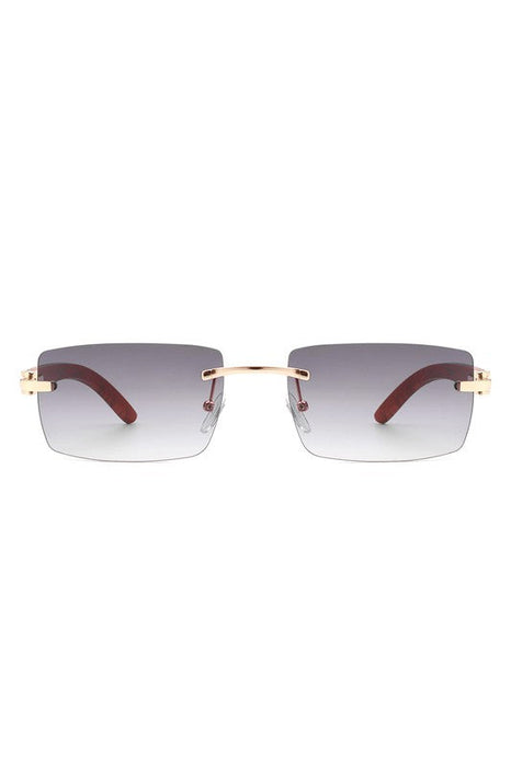 Rectangle Rimless Retro Tinted Sunglasses