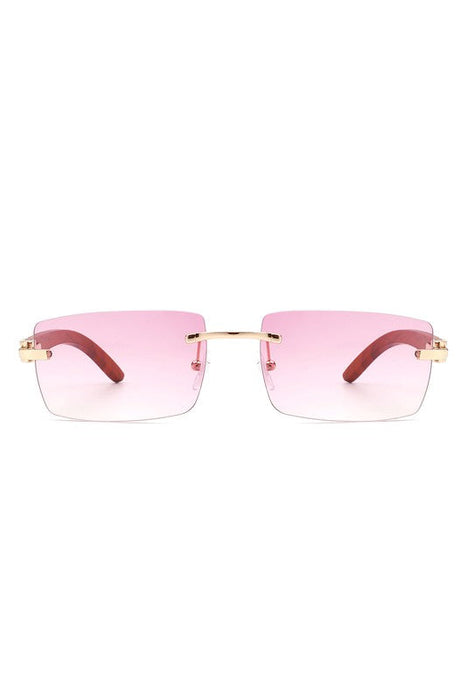 Rectangle Rimless Retro Tinted Sunglasses