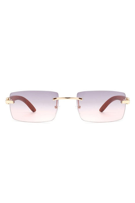 Rectangle Rimless Retro Tinted Sunglasses