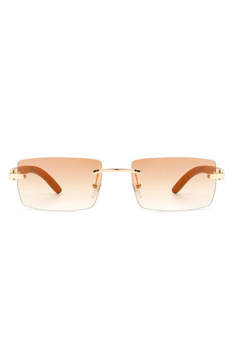 Rectangle Rimless Retro Tinted Sunglasses