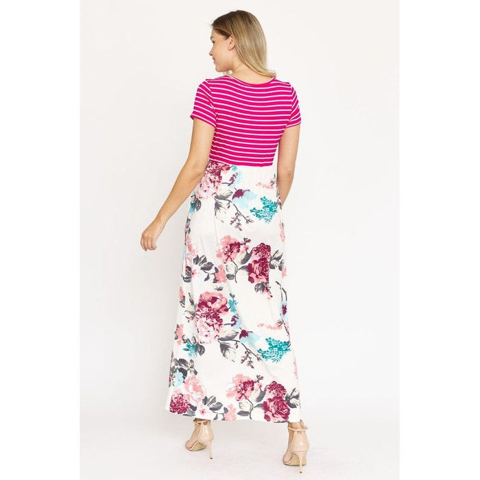 Short Sleeve Floral Maxi Dress