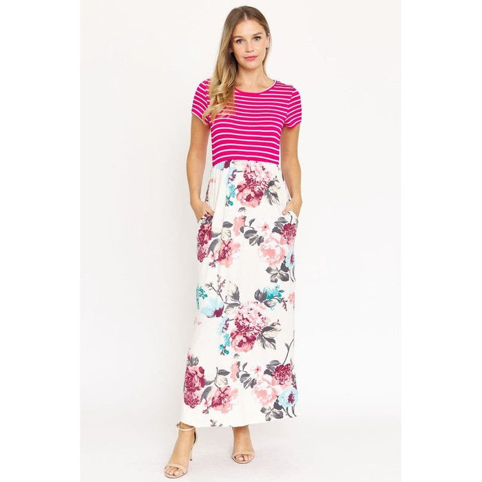 Short Sleeve Floral Maxi Dress