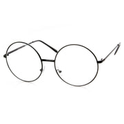 zeroUV 1920's Vintage Era Large Round Metal Clear Lens Glasses Glasses